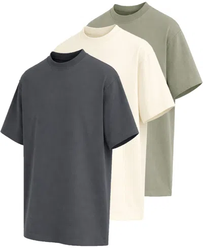 Blu Rock Men's Heavyweight Cotton Drop-shoulder T-shirt, 3-pack In Multi
