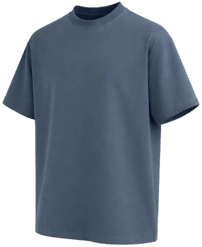 Blu Rock Men's Oversized Heavyweight Cotton Crew Neck Short Sleeve Tee Loose Fit Top In Blue