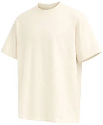 Blu Rock Men's Oversized Heavyweight Cotton Crew Neck Short Sleeve Tee Loose Fit Top In Neutral