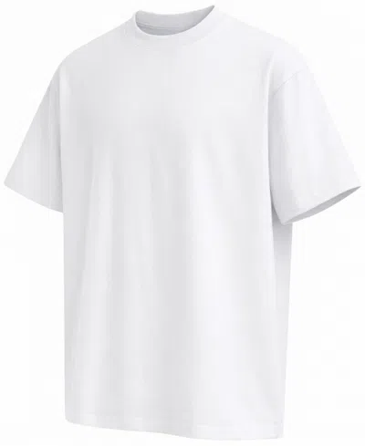 Blu Rock Men's Oversized Heavyweight Cotton Crew Neck Short Sleeve Tee Loose Fit Top In White