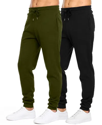 Blu Rock Men's Heavyweight Fleece Jogger Sweatpants, 2-pack In Black