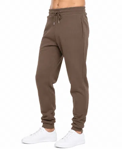 Blu Rock Men's Heavyweight Fleece Modern-fit Zipper-pockets Jogger Sweatpants In Brown