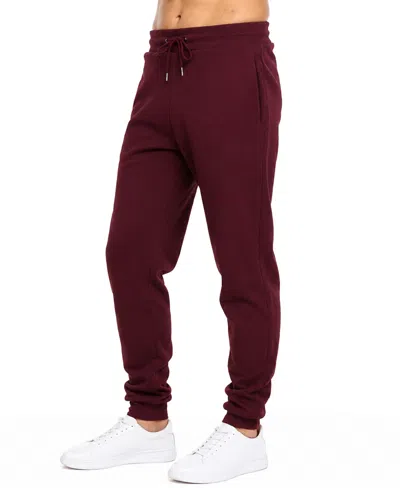 Blu Rock Men's Heavyweight Fleece Modern-fit Zipper-pockets Jogger Sweatpants In Burgundy
