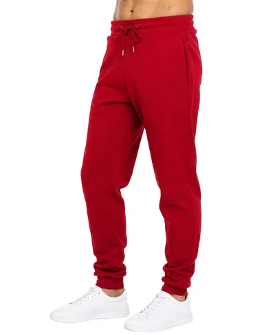 Blu Rock Men's Heavyweight Fleece Modern-fit Zipper-pockets Jogger Sweatpants In Red