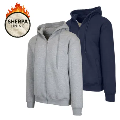 Blu Rock Men's Heavyweight Hoodie With Faux Shearling Lining-2 Pack In Multi