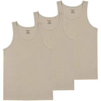 Blu Rock Men's Micro Waffle Knit Heavyweight Sleeveless Tank Top -3 Pack In Brown