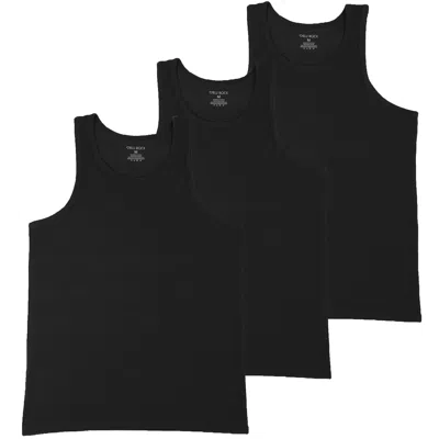 Blu Rock Men's Micro Waffle Knit Heavyweight Sleeveless Tank Top -3 Pack In Black
