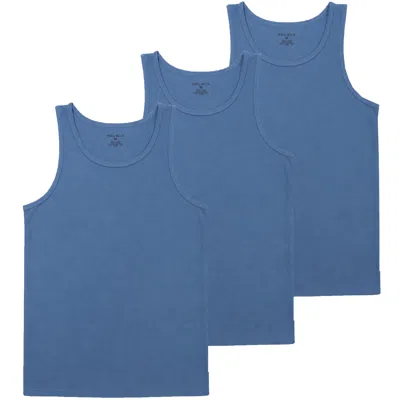 Blu Rock Men's Micro Waffle Knit Heavyweight Sleeveless Tank Top -3 Pack In Blue