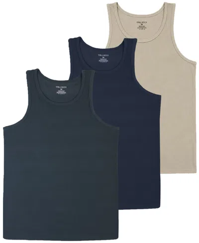 Blu Rock Men's Micro Waffle Knit Heavyweight Tank Top -3 Pack In Blue
