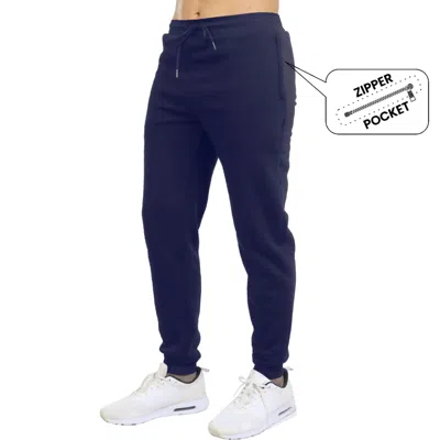 Blu Rock Men's Modern Fit Heavyweight Classic Fleece Jogger Sweatpants With Zipper Side Pockets In Blue