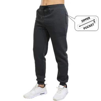 Blu Rock Men's Modern Fit Heavyweight Classic Fleece Jogger Sweatpants With Zipper Side Pockets In Black