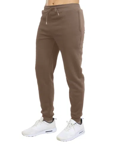 Blu Rock Men's Modern-fit Heavyweight Jogger Sweatpants With Zipper Side Pockets In Brown