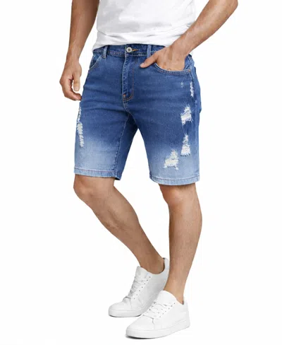 Blu Rock Men's Modern Slim-fit Stretch Denim Shorts In Blue