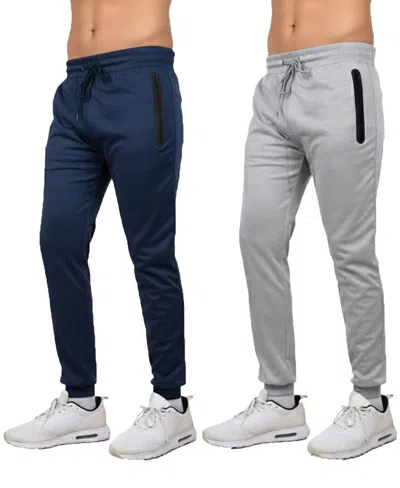 Blu Rock Men's Modern Slim-fit Tech Joggers Sweatpants In Navy-heather Gray