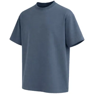 Blu Rock Men's Oversized Heavyweight Cotton Crew Neck Short Sleeve Tee Loose Fit Top In Blue