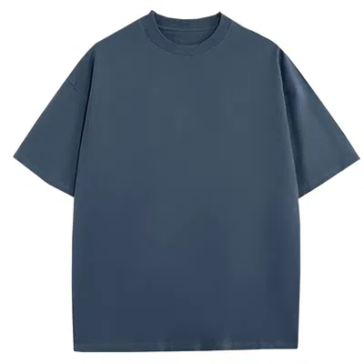Blu Rock Men's Oversized Heavyweight Cotton Crew Neck Short Sleeve Tee Loose Fit Tops In Blue