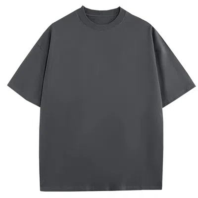 Blu Rock Men's Oversized Heavyweight Cotton Crew Neck Short Sleeve Tee Loose Fit Tops In Gray