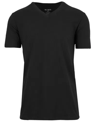Blu Rock Men's Short Sleeve V-neck Cotton Stretch Tees In Black