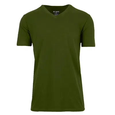 Blu Rock Men's Short Sleeve V-neck Cotton Stretch Tees In Green