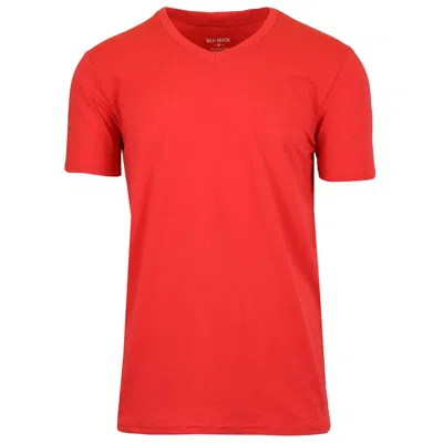 Blu Rock Men's Short Sleeve V-neck Cotton Stretch Tees In Red