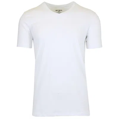 Blu Rock Men's Short Sleeve V-neck Cotton Stretch Tees In White