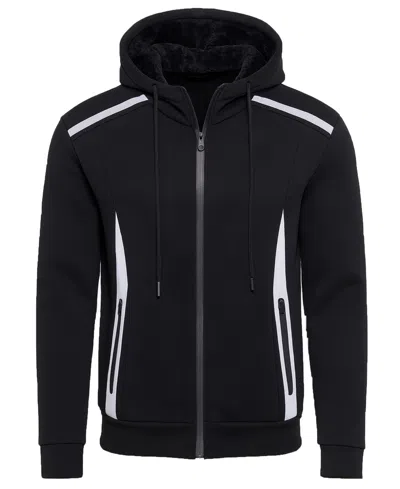 Blu Rock Men's Slim-fit Reflective Tech Full-zip Hoodie In Black