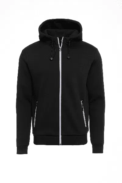 Blu Rock Men's Slim Fit Sherpa Fleece-lined Reflective Tech Full Zip Hoodie In Black