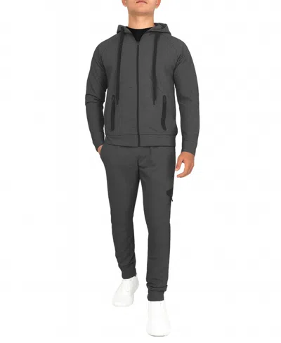 Blu Rock Men's Slim-fit Tech Fleece Hoodie And Jogger Sweatpants, 2-piece Set In Gray