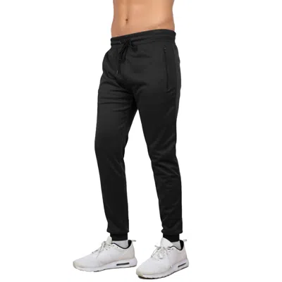 Blu Rock Men's Slim Fit Tech Joggers Sweatpants With Zipper Pockets In Black