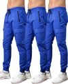 Blu Rock Men's Cotton Flex-stretch Cargo Jogger-3 Pack In Blue