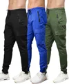 Blu Rock Men's Cotton Flex-stretch Cargo Jogger-3 Pack In Multi