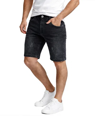 Blu Rock Men's Slim-fit Stretch Denim Shorts In Black