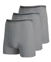 Blu Rock Men's Stretch Cotton Boxer Briefs Underwear, Pack Of 3 In Heather Gray