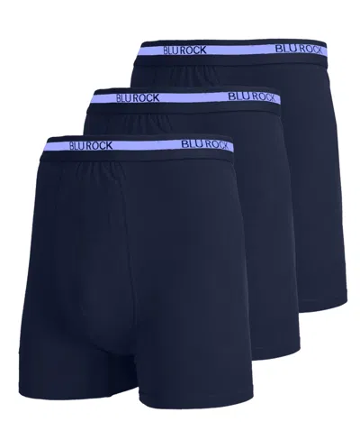 Blu Rock Men's Stretch Cotton Boxer Briefs Underwear, Pack Of 3 In Navy