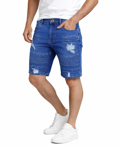 Blu Rock Men's Stretch Slim-fit Casual Denim Shorts In Blue