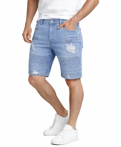 Blu Rock Men's Stretch Slim-fit Casual Denim Shorts In Blue