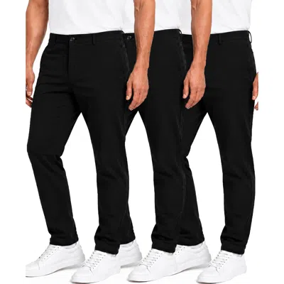 Blu Rock Men's Super Stretch Slim Fit Everyday Chino Pants-3 Pack In Black