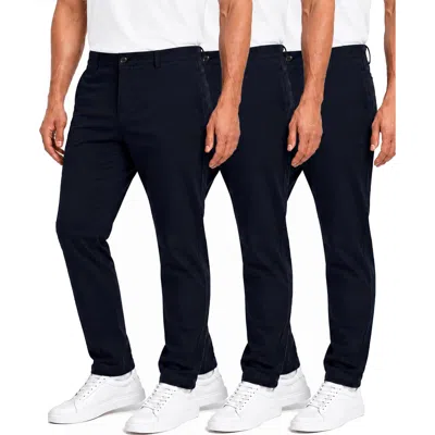 Blu Rock Men's Super Stretch Slim Fit Everyday Chino Pants-3 Pack In Blue