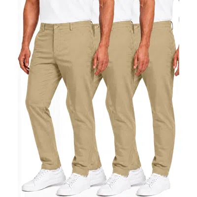 Blu Rock Men's Super Stretch Slim Fit Everyday Chino Pants-3 Pack In Green