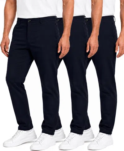 Blu Rock Men's Super Stretch Slim-fit Chino Pants, 3-pack In Navy