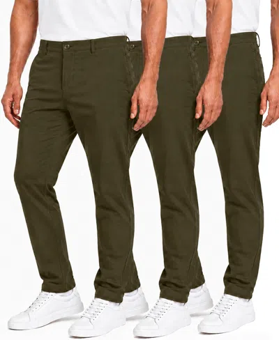 Blu Rock Men's Super Stretch Slim-fit Chino Pants, 3-pack In Olive