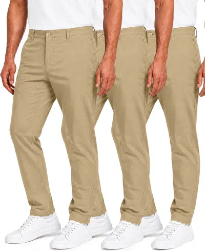 Blu Rock Men's Super Stretch Slim-fit Chino Pants, 3-pack In Timber