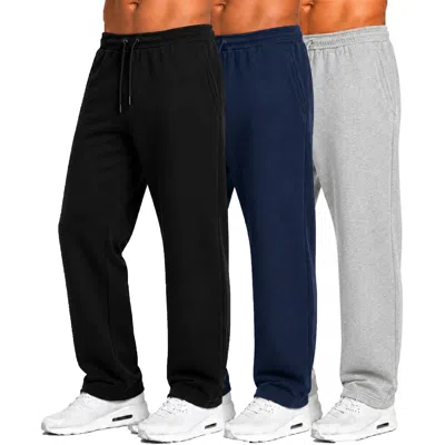 Blu Rock Men's Tech Fleece Performance Sweatpants With Open Bottom-3 Pack In Multi