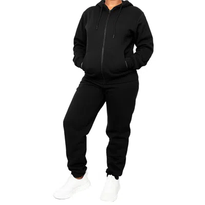 Blu Rock Women's Loose Fit Full-zip Hoodie And Jogger Sweatpants Matching, 2-piece Set In Black