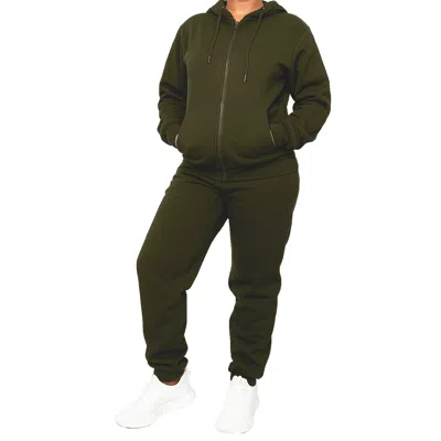 Blu Rock Women's Loose Fit Full-zip Hoodie And Jogger Sweatpants Matching, 2-piece Set In Green