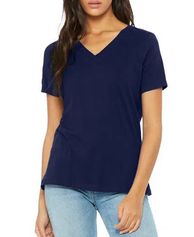 Blu Rock Women's Loose Fit Short Sleeve V-neck Cotton Stretch Tees In Blue