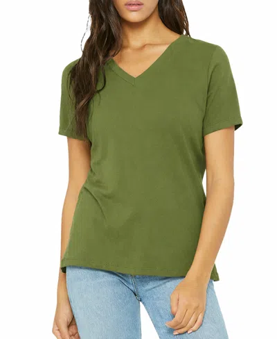 Blu Rock Women's Loose Fit Short Sleeve V-neck Cotton Stretch Tees In Green