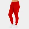Blu Rock Women's Relaxed Fit Tech Fleece Jogger Pants With Zipper Pocket In Red
