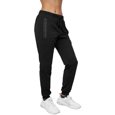 Blu Rock Women's Relaxed Fit Tech Joggers Sweatpants With Zipper Pockets In Black