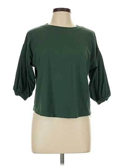 Pre-owned Blue 3/4 Sleeve T-shirt In Green